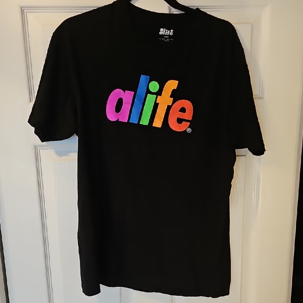Alife Black Short Sleeve Tee with Vibrant Logo